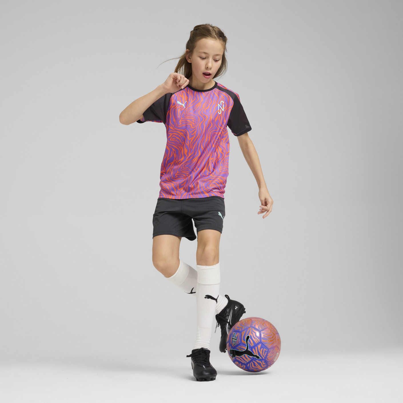PUMA Neymar Jr. Creativity Trainingsshirt Kids Paars Oranje Zwart