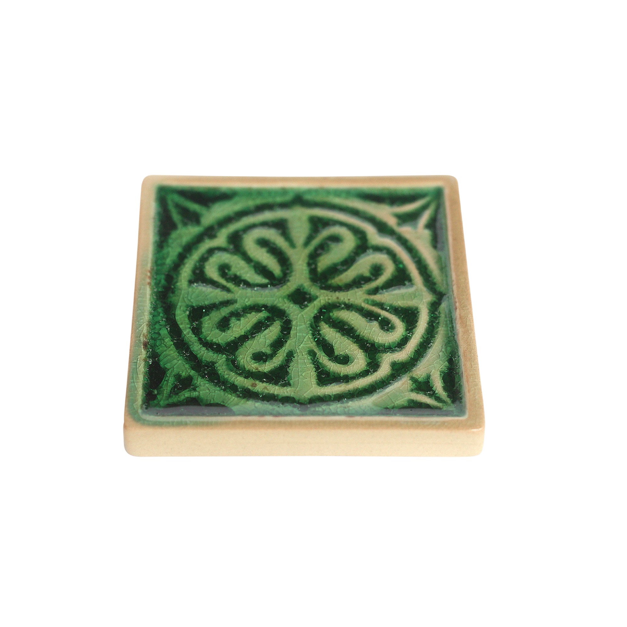 Steingutuntersetzer 'Ornament', grün, L 10 cm, B 10 cm, H 1 cm zu 5,00