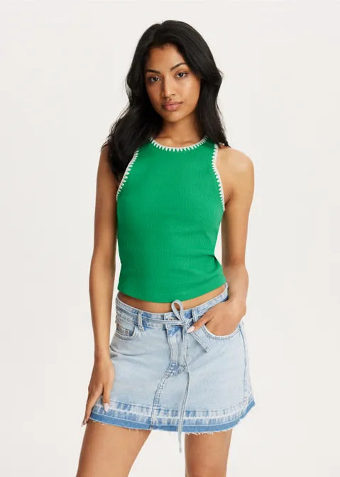 Singlet met borduursel groen (GRN)