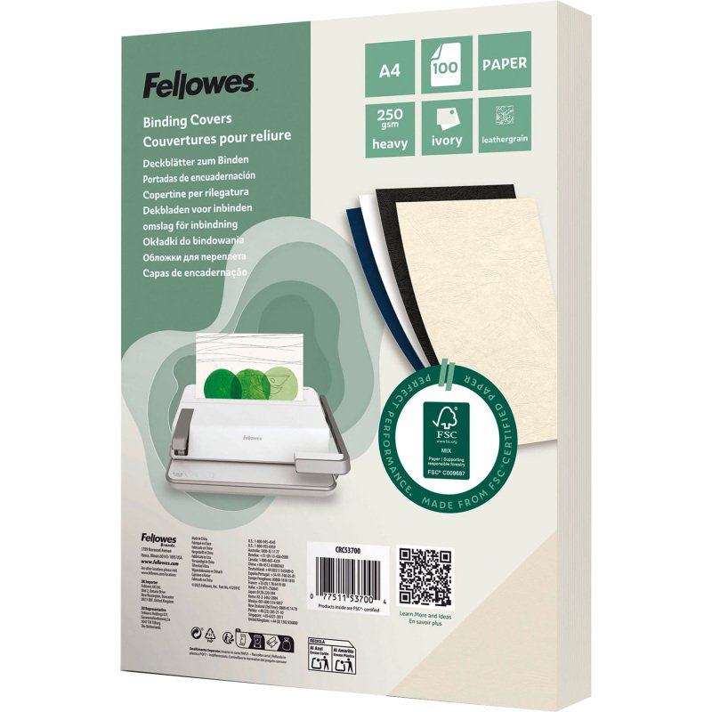 Couverture de reliure Fellowes Delta grain cuir 250 g A4 - Boîte de 100