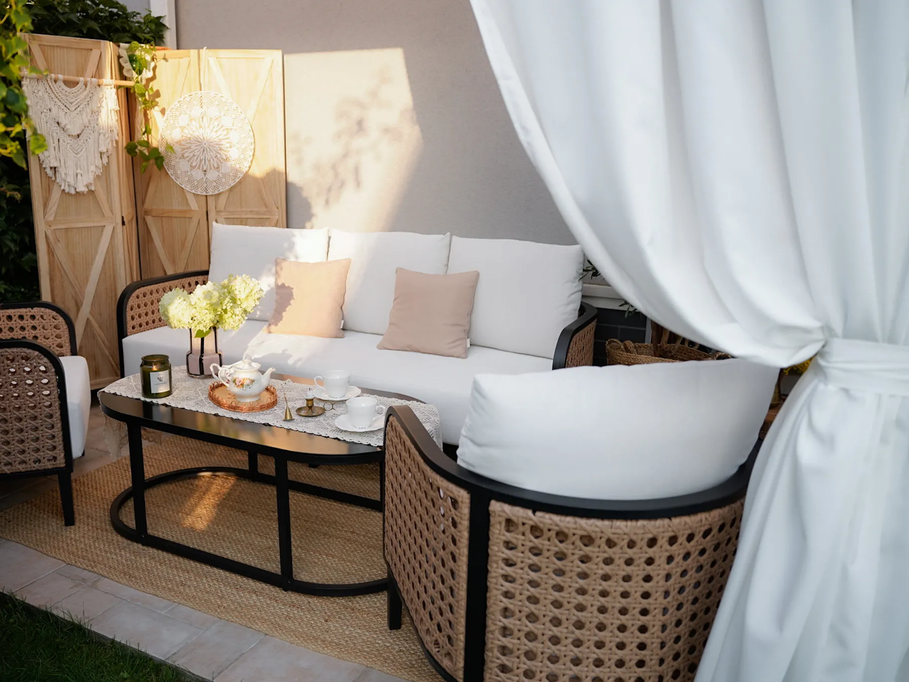 Loungeset met tafel 5-zits MONTEFALCO Metaal Wit