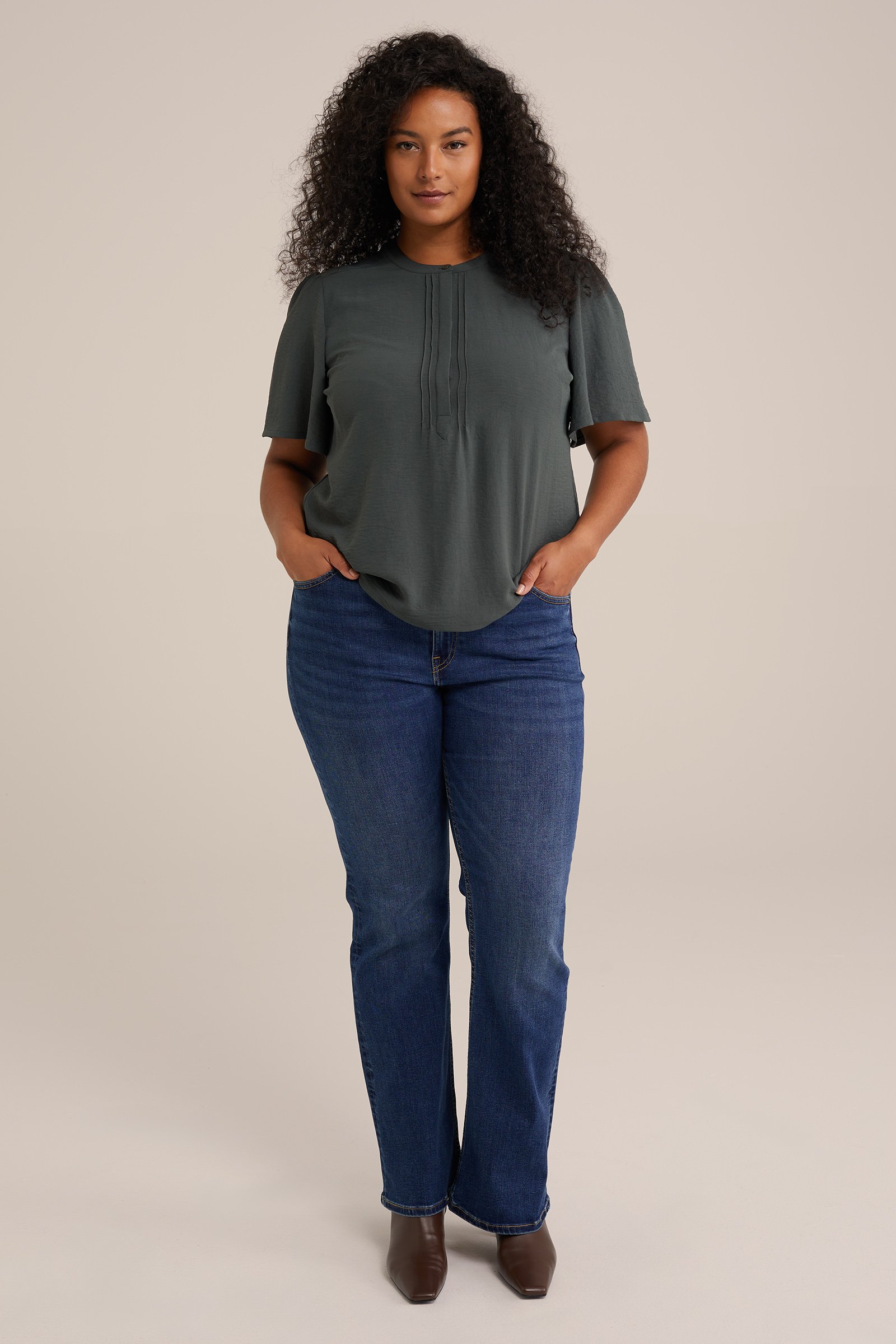 blouse - Curve WE Fashion Donkergroen