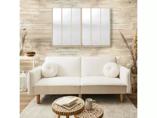 Canapé convertible tissu bouclette blanc - L198 cm - CLOUD