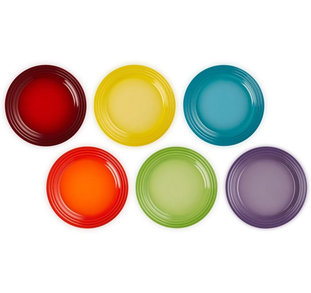 Frühstückteller Ø 22cm, 6 Stück, RegenbogenTeller-Set aus Steinzeug