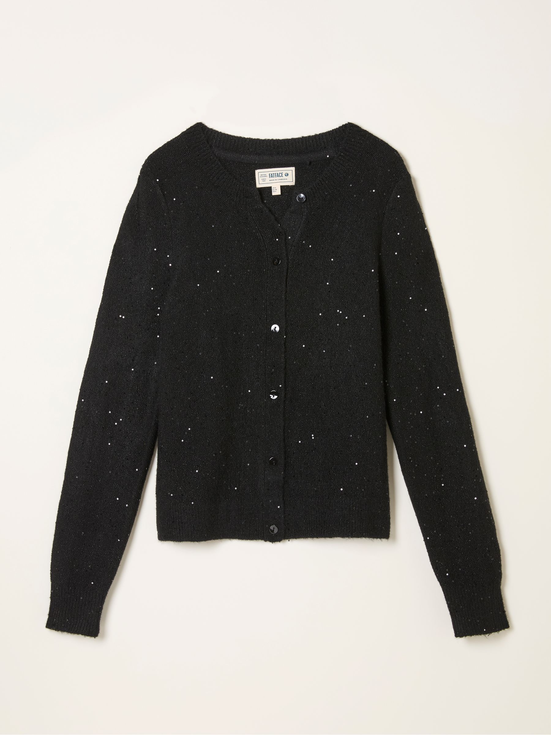 Zwart - FatFace Sparkle Knitted Cardigan