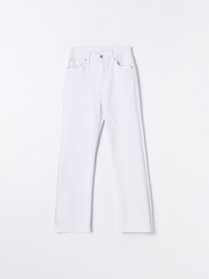 Calça jeans flare curta - Branca