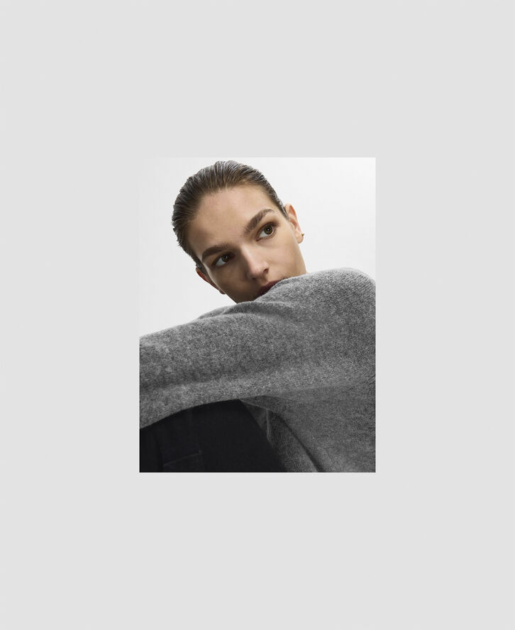 Selected Femme SLFLULU NEW LS ALPACA BLEND KNIT V-NECK B NOOS Grå