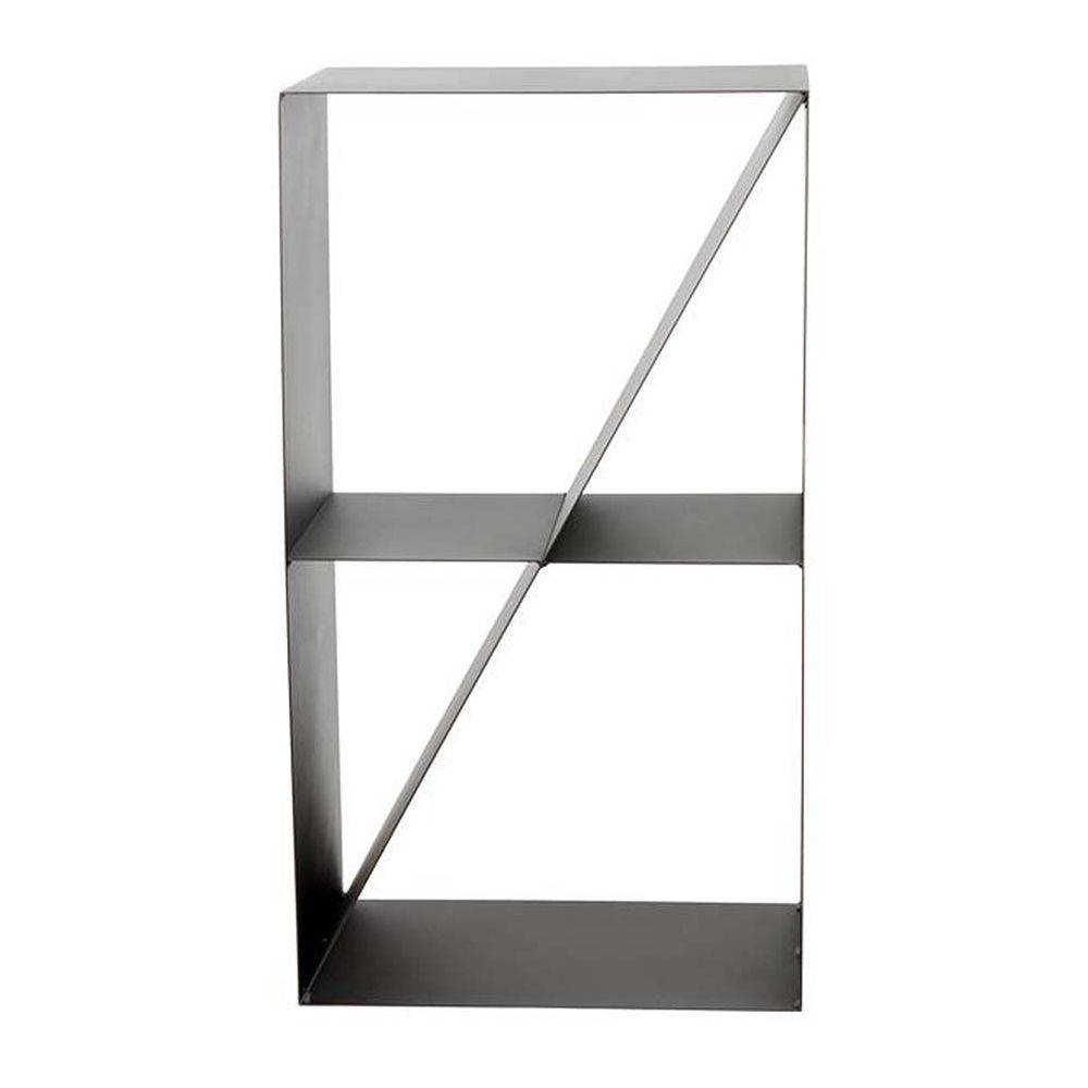 Range bûches en acier noir tsito forme casier design 45x30x80 cm