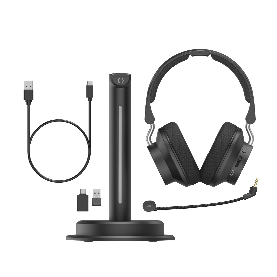 BT-900 Bluetooth 5.3 ENC Kopfhörer Multipoint Over-Ear Headset mit Mikrofon und Ladestation (00139940) - Schwarz