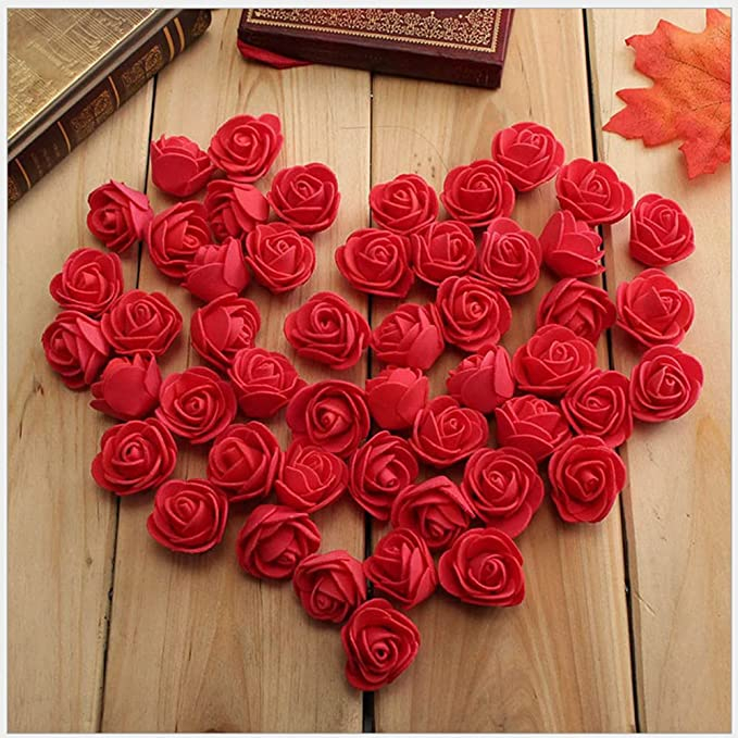 (500er Set) Ø30mm Romantische Blumen Konfetti Schaumstoff Rosen Deko Blumen - Rosa