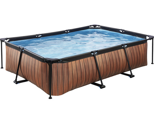 EXIT WoodPool rechthoekige opzetzwembadset 300x200x65 cm inclusief patroonfiltersysteem, houtlook