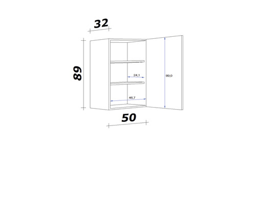 Flex Well wandkast Varo BxDxH 50 x 32 x 89 cm wit mat gedemonteerd scharnier omkeerbaar (links of rechts te monteren)