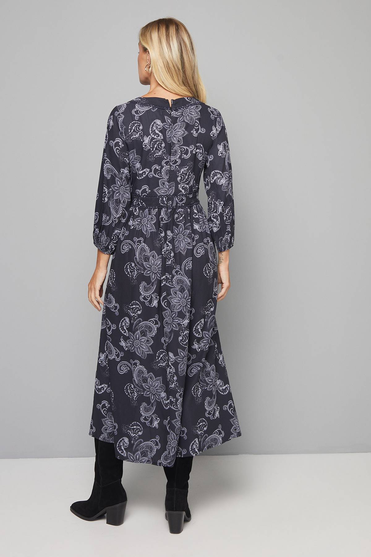 Wallis ROBE MIDI À INSERTS DE DENTELLE FLORALE PETITE TAILLE