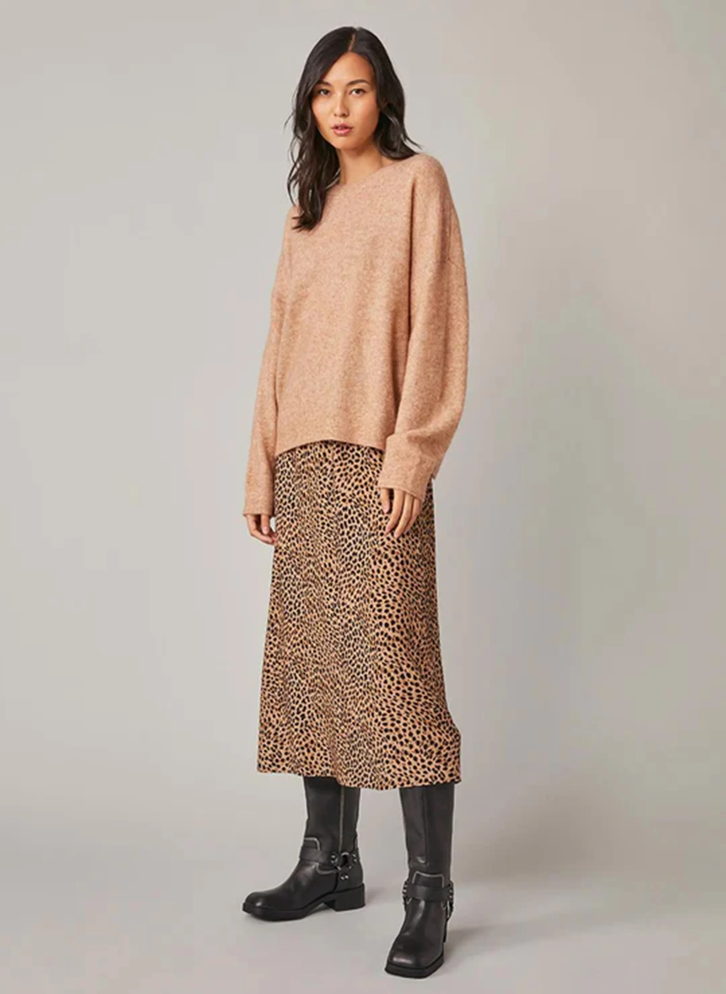 EMMAEL - Pull oversize col rond en laine mélangée | Marron