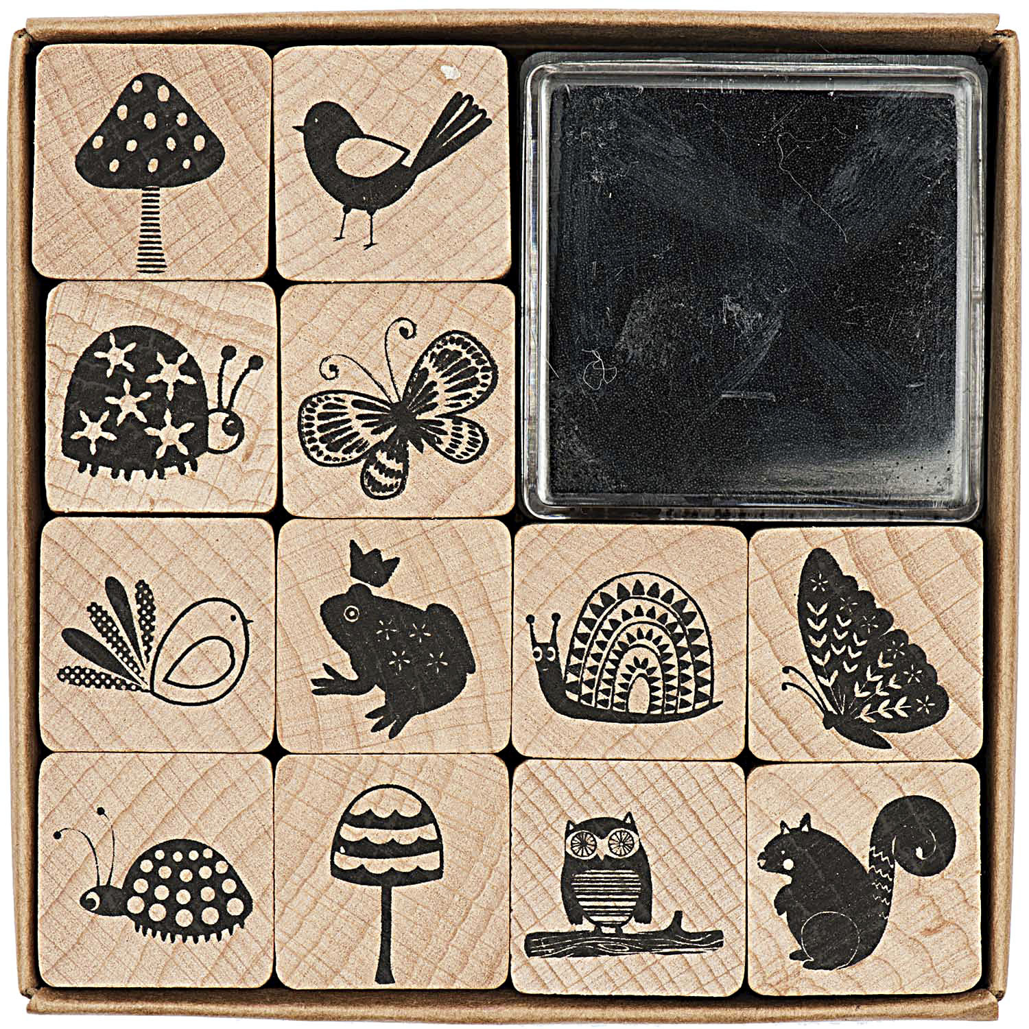 Stempel-Set IM WALD 12er-Pack aus Holz