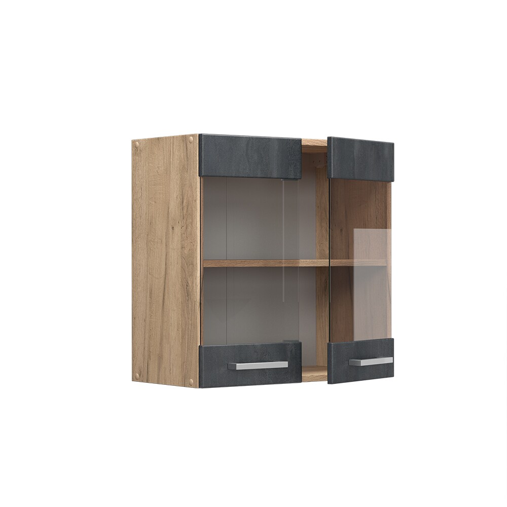 Vicco Hängeglasschrank R-Line Schwarz Beton Eiche 60 cm