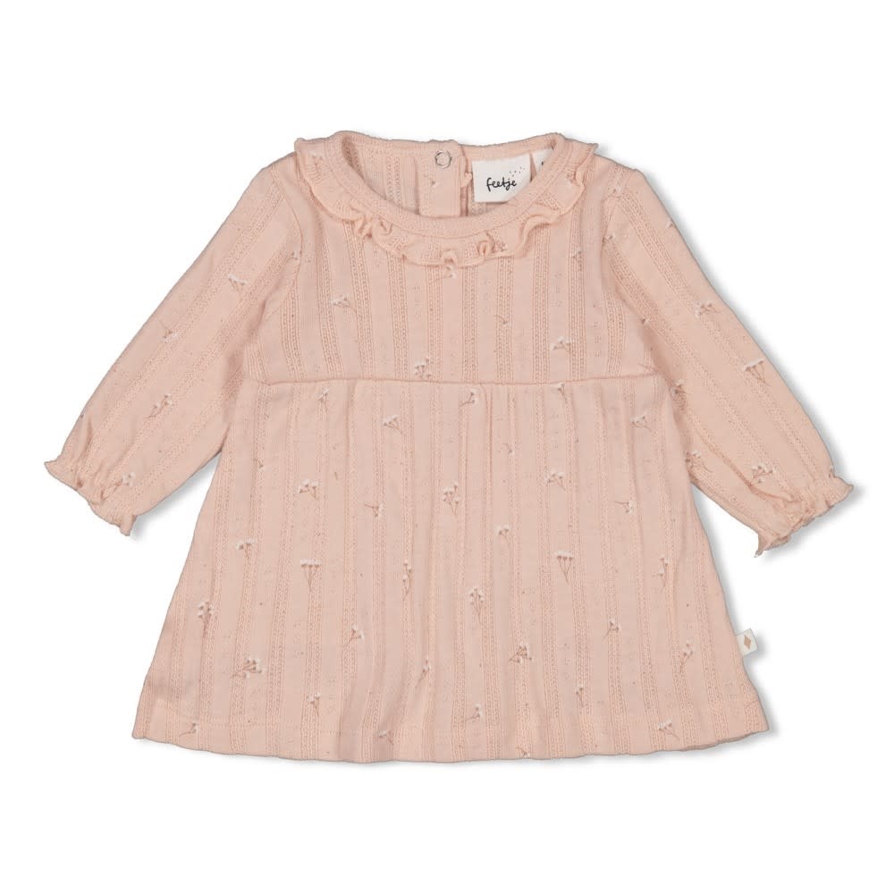 Feetje Feetje jurk pointelle rib aop - Delicate Flower l.roze