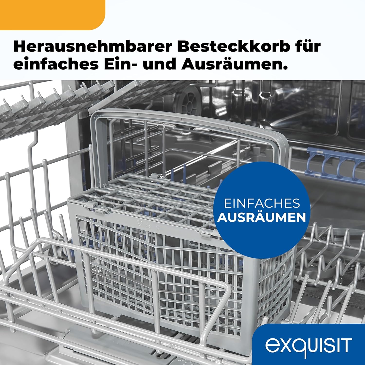 Exquisit Mini-Geschirrspüler, Tischspülmaschine, 55 cm breit, spülmaschine klein, Auto Türöffner, ECO-Modus, GSP5206-030D silber