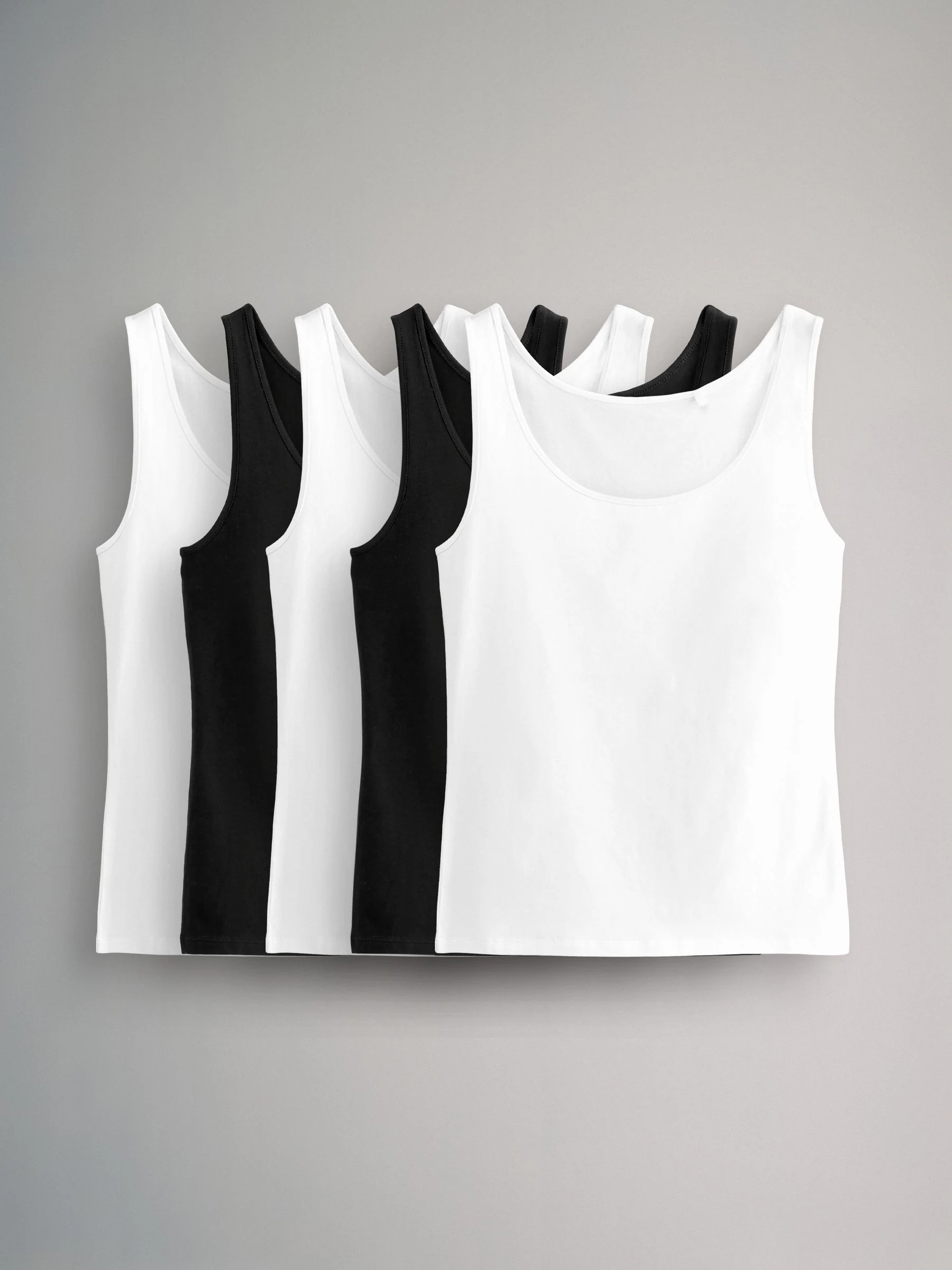 Wit/zwart - The Set 5 Pack hemdjes met ruime ronde hals