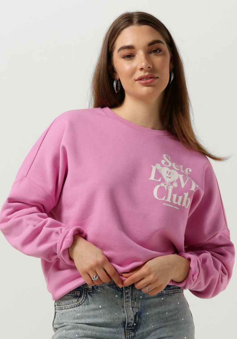 COLOURFUL REBEL roze colourful rebel sweater self love club dropped shoulder sweat