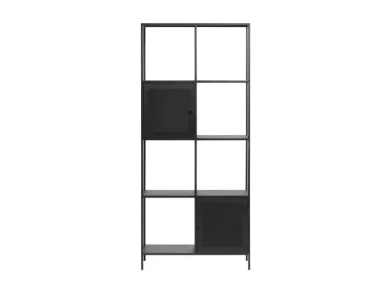 Abel - Bibliothèque 2 portes, 6 niches en métal H180cm : Couleur - Noir