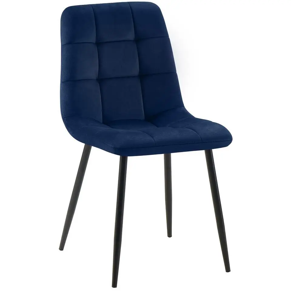 CLP Eetkamerstoel Antibes zwart Frame - Fluweel - donkerblauw