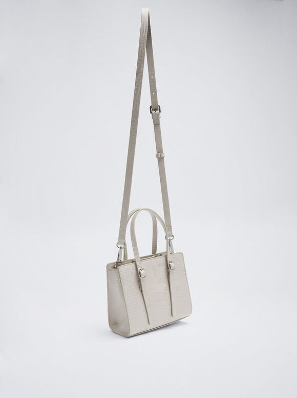 Bolsa transversal com estampa animal - Off-White