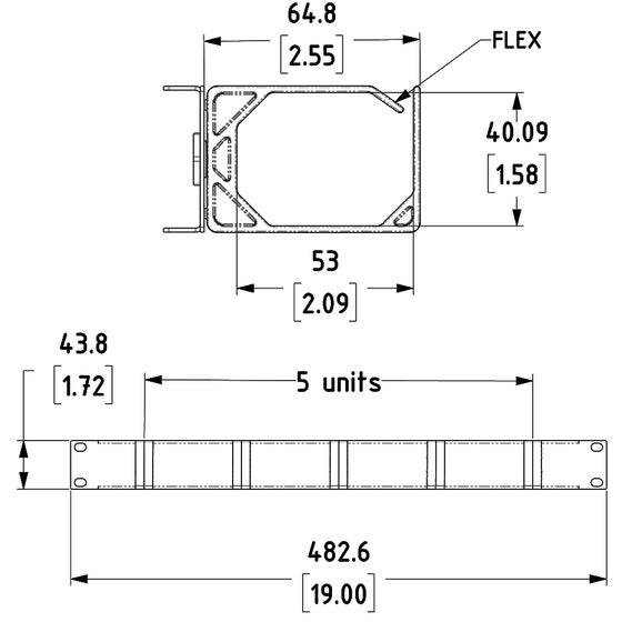 Penn Elcom CMP-1U frontplaat voor kabelmanagement 1U