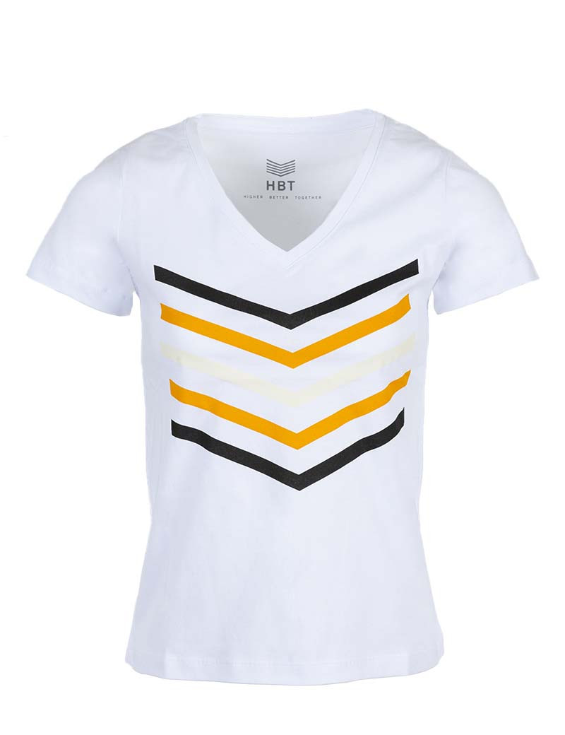 HBT BASICS ESSENTIELS - HAILEY TOP COTON BLANC/MANGUE