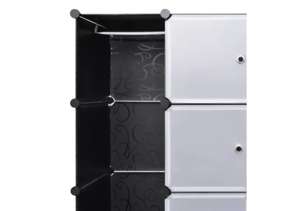Armoire modulaire 18 compartiments Noir et blanc 37x146x180,5cm