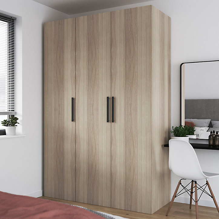Armoire penderie portes battantes effet chêne GoodHome Atomia H. 225 x L. 150 x P. 60 cm
