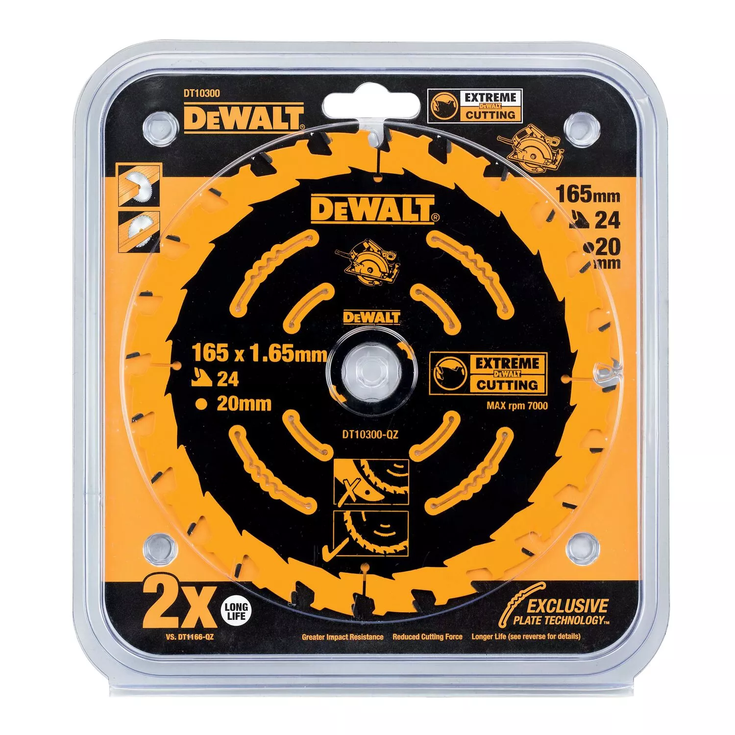DeWALT DT10300 Extreme Cirkelzaagblad - 165 x 20 x 24T