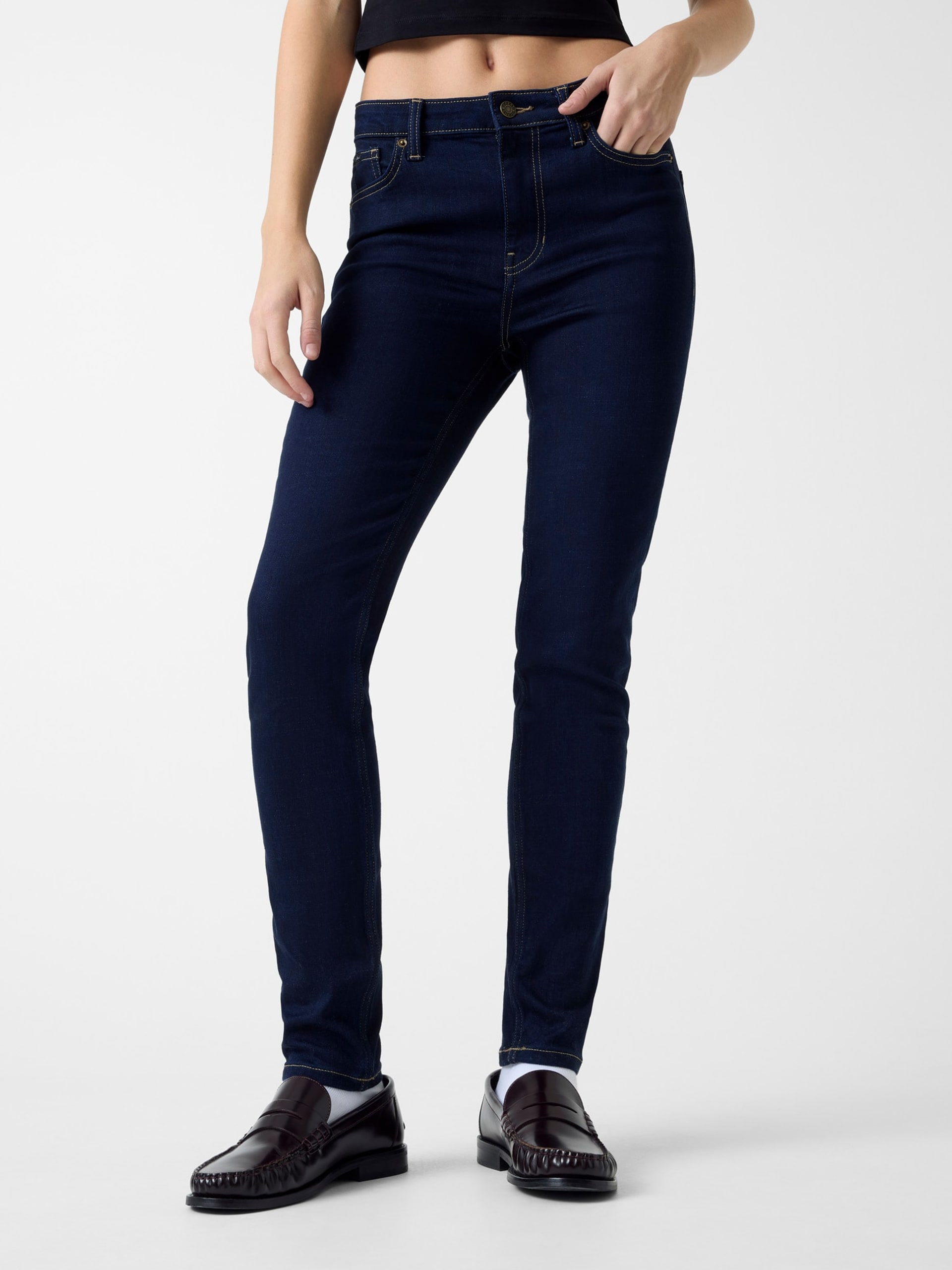 Calça jeans skinny de cintura alta G05