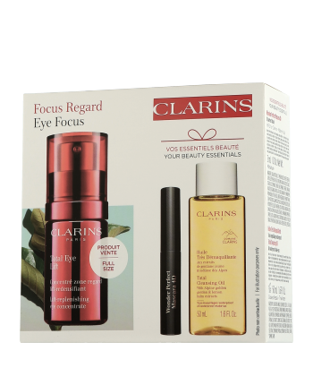 Clarins Total Eye Lift Set mit Huile Très Démaquillante & Wonder Perfect 4D Mascara 15ml-50ml-3ml