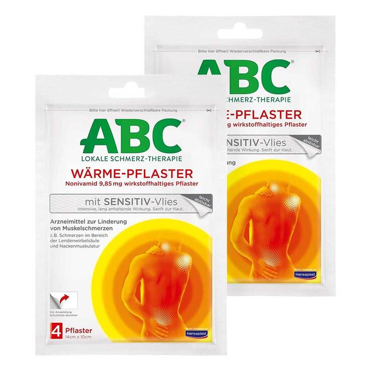ABC Wärme-Pflaster sensitive-Vlies Hansaplast med, 2x4 St