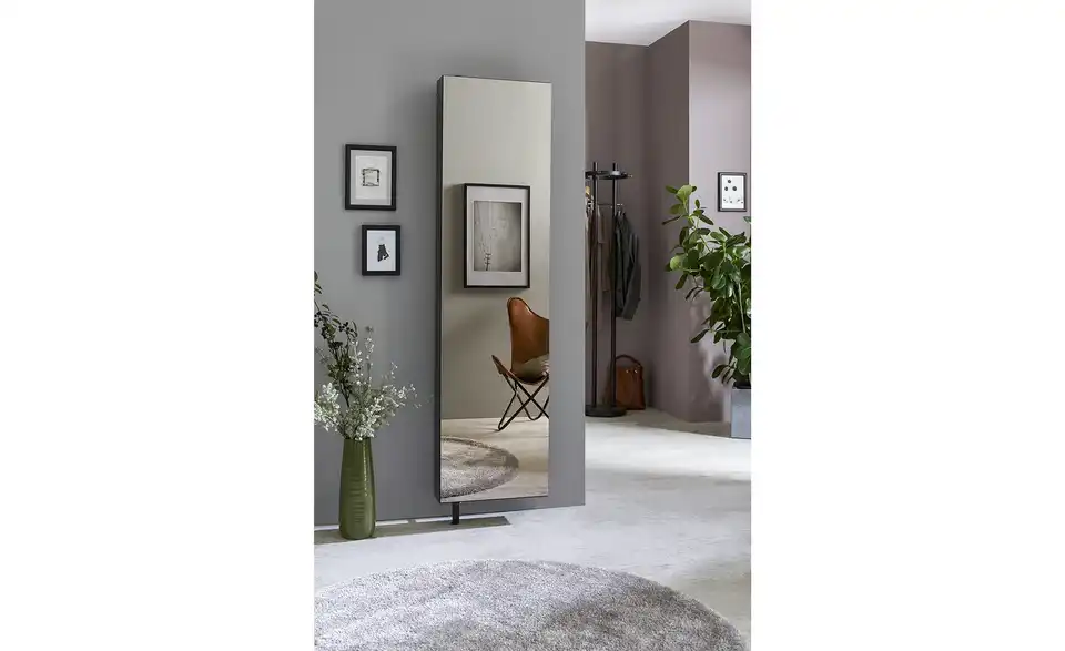 Schuh- und Mehrzweckschrank Santarem Schwarz, bronzefarben Spiegelfront (Bronze)