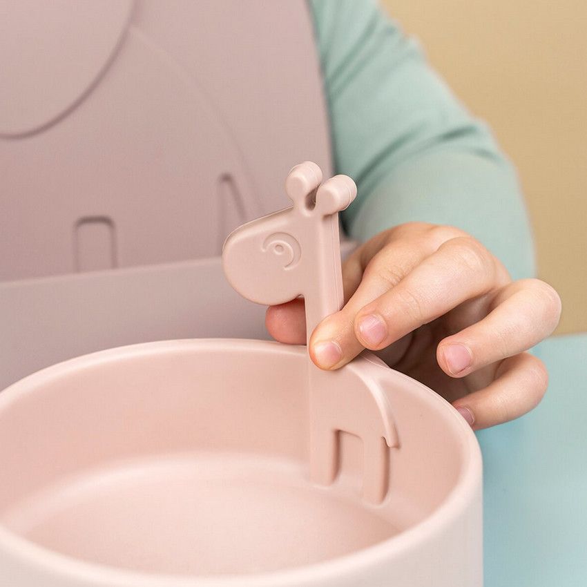Kit vaisselle en silicone Peekaboo Deer Friends Powder - Ecru