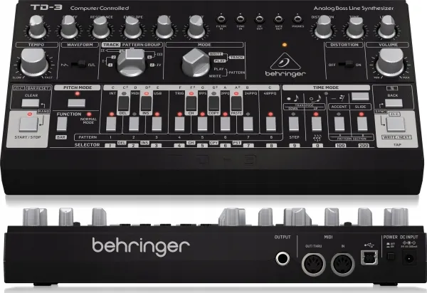 Behringer TD-3-SB, Analog synthesizer, Sort, DC, 9 V, 305 mm, 165 mm
