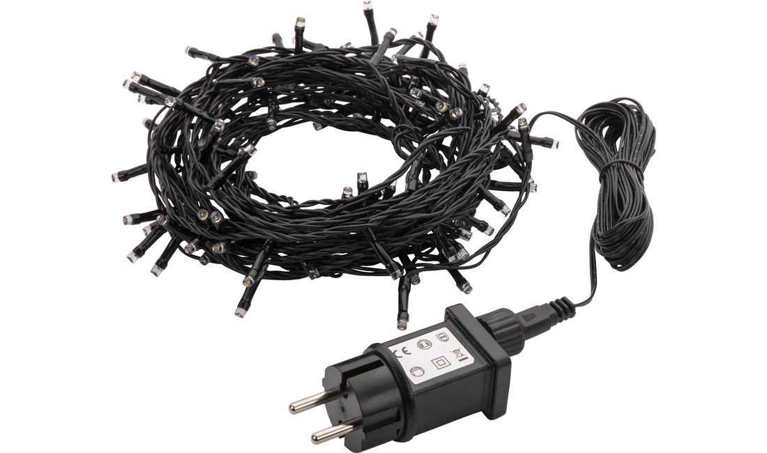 Lyskæde 100 LED, 10m med 220V, ude/inde