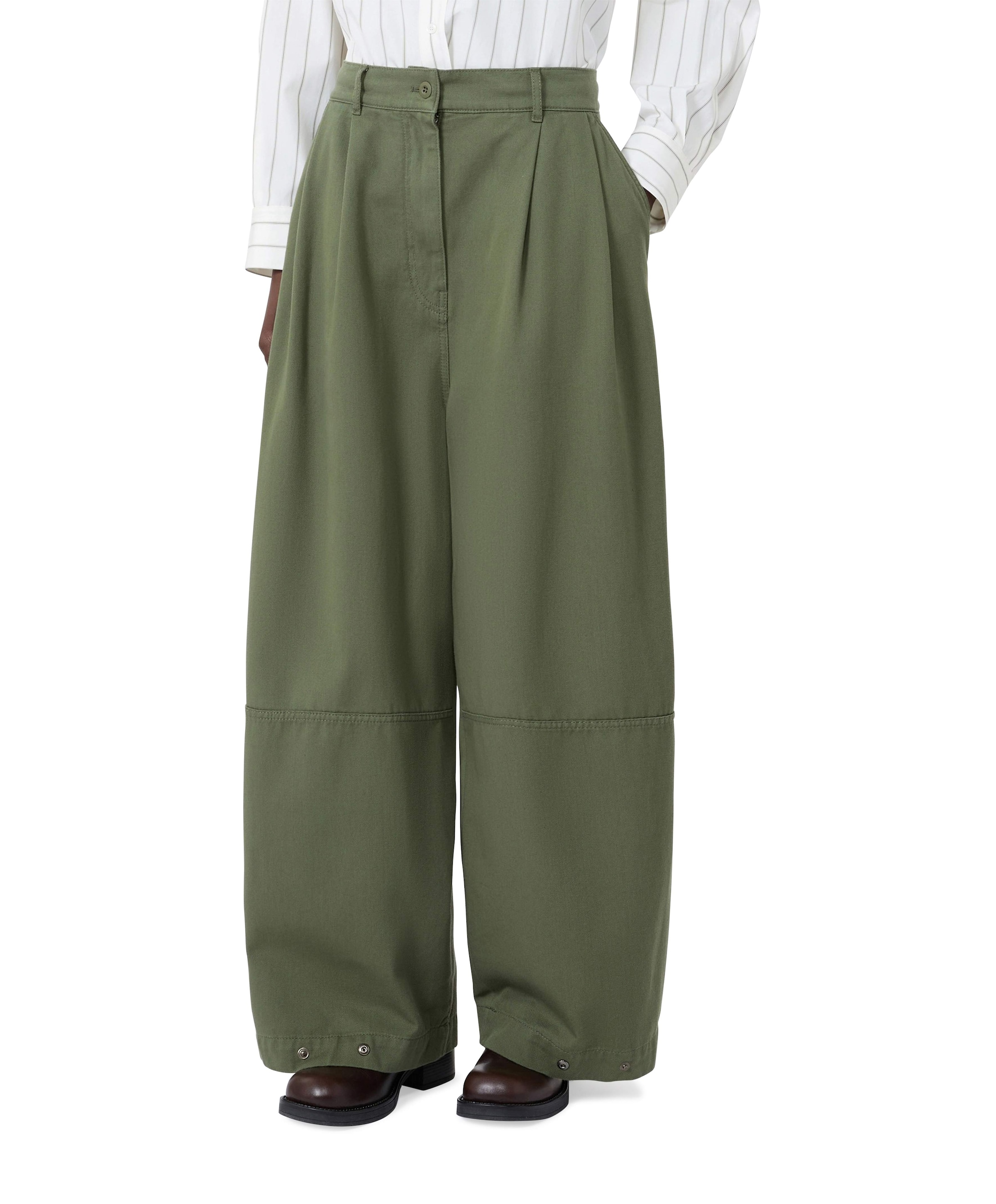 Weekend MaxMara Bacca Diagonale Puro Cotone  dames broek groen