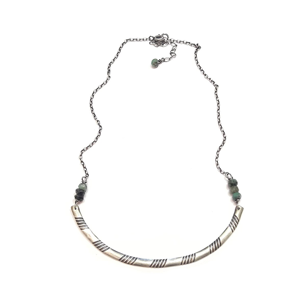 Collier Ethnique Émeraude Argent 925