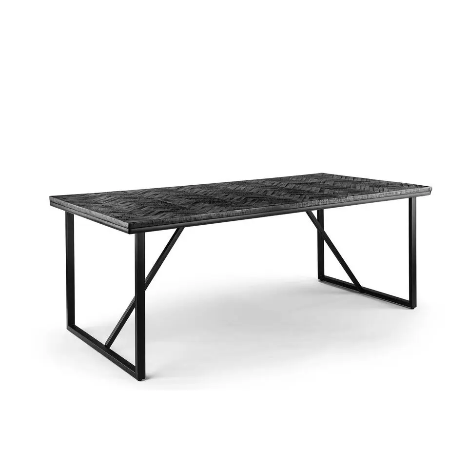 Eettafel Visgraat - Zwart - 160x90x76cm - Tafel Amir