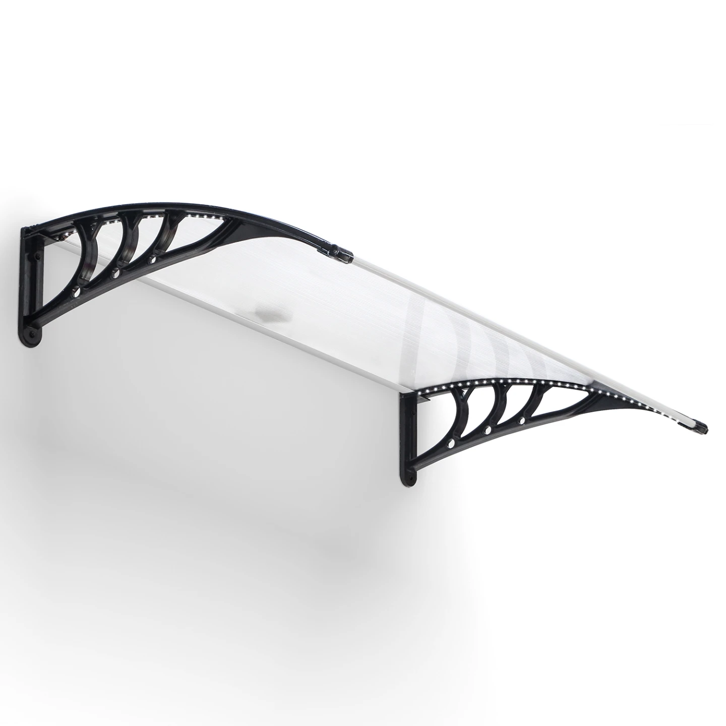 Auvent de porte marquise d'accueil 80 x 120 CM à LED solaire polycarbonate