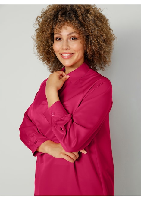 Bluse, Satin, Hemdkragen, Langarm