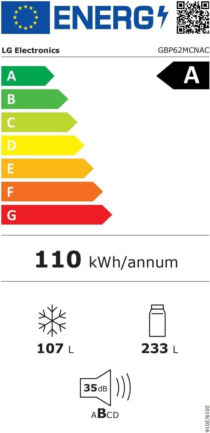 LG GBP62MCNAC Kühl-Gefrierkombi – 384 L, Energieeffizienz A, Total NoFrost, DoorCooling+, niedriger Geräuschpegel, modernes Design in Anthrazit Schwarz, 59,5 x 67,5 x 203 cm
