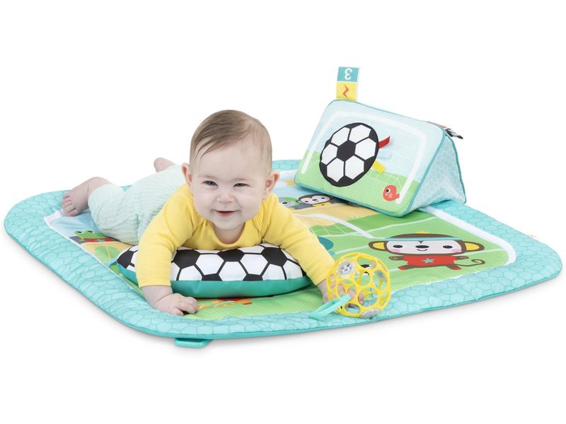 Oball Krabbeldecke mit Spielbogen Fussball Spieldecke mit 4 Spielmöglichkeiten