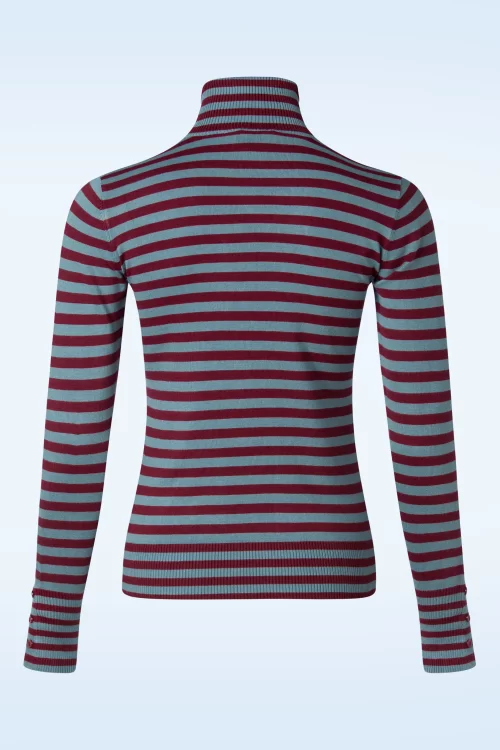 Zilch High Neck Two Tone top in bordeauxrood en blauw