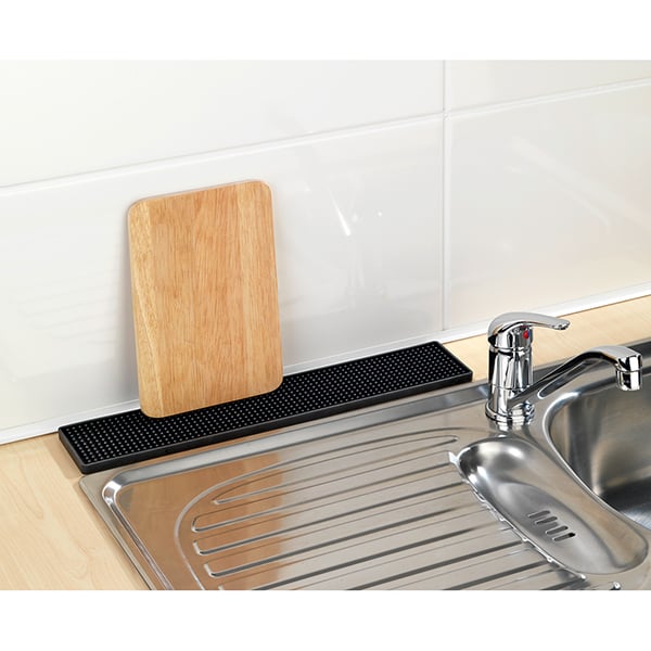 Lot tapis égouttoirs silicone noirs 30x40 cm et 42x8cm et égouttoir fi