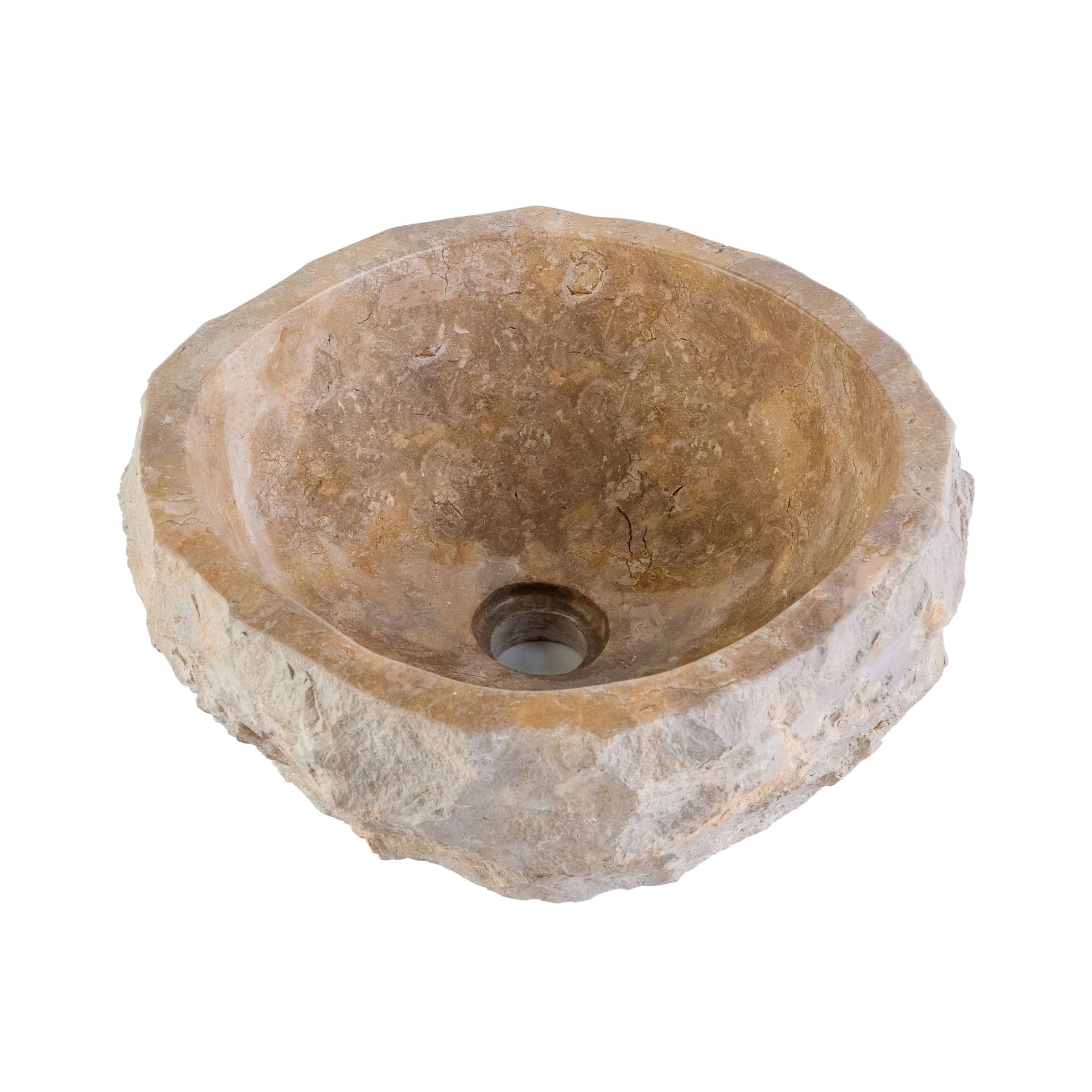 Sanigoods River waskom natuur marmer 30-35x15cm bruin
