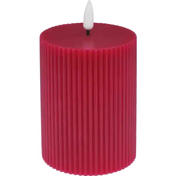 LED Kerze 3D Flamme Rillen 10 cm rot